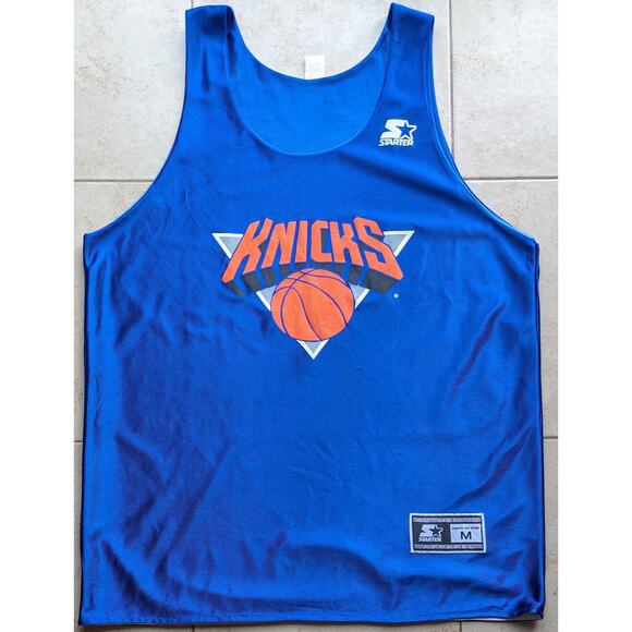 New York Knicks 90s STARTER Reversible AOP Print jersey M blue NBA vintage - Picture 2 of 7